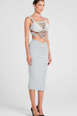 PEARL EMBELLISHED BUSTIER TOP