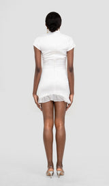 BODYCON V NECK MINI DRESS IN WHITE