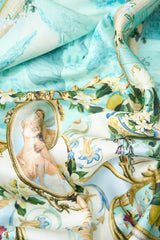 green-multi Printed ruffled V-neck irregular hem silk maxi dress