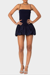 sharon bud mini dress in navy blue