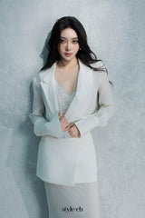 charlotte shawl collar shirt dress set in white