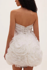 georgia Appliquéd organza white mini dress