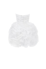 georgia Appliquéd organza white mini dress