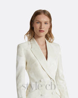 jacquard double-breasted blazer suit in ivory
