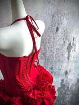 Corset Floral Two Piece Set Mini Dress In Red