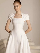 MYRNA SQUARE NECKLINE A-LINE MIDI DRESS