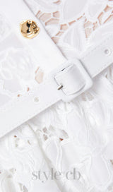 White Lace Tiered Mini Dress