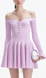 Pink Ribbed Knit Mini Dress