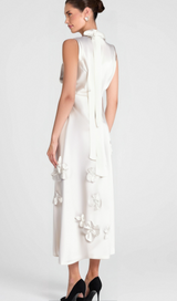 ANNONA WHITE FLOWER EMBELLISHED MAXI DRESS