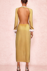 CRYSTAL SPLIT MAXI DRESS