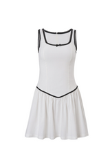 irene Sleeveless Ruch Mini Dress in white