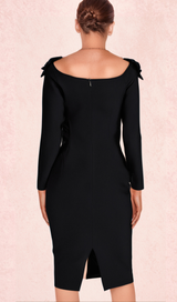 RUBIDES DIAMOND BANDAGE MIDI DRESS IN BLACK