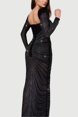 LONG SLEEVE CRYSTAL MAXI DRESS