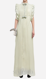 Chiffon Ruffled Maxi Dress in apricot