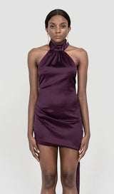 WRAP NECK DRESS IN NIGHT SHADE