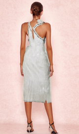 ELSA CRYSTAL EMBELLISHED SEQUIN MAXI DRESS IN WHITE