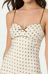 Satin Polka Dot Mini Dress in ivory