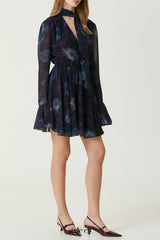 Purple Floral Cocktail mini Dress