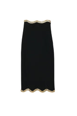 black Long knitted skirt with chain detail