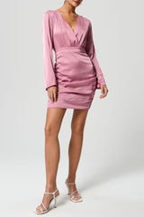 Pink Long Sleeve Mini dress