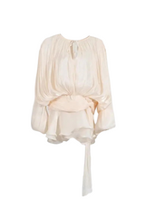 hermosa Balloon Sleeve Ruch Ruffle Mini Dress In Apricot