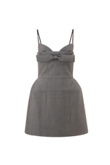 arabela bow-embellished mini dress in grey