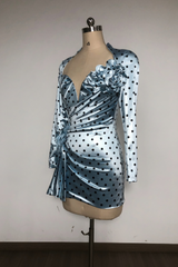 jenny Polka Dots Satin Mini Dress in Blue