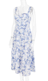 FLORAL PRINTED MIDI DRESS IN BLUE