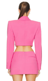 EMBELLISHED BUTTERFLY CROPPED BLAZER IN PINK