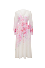 virginia floral Printed Midi Dress in pink