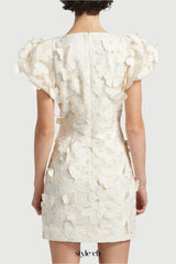 Butterfly Appliqué Mini dress in cream