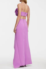Irregular ruffle fishtail skirt in purple