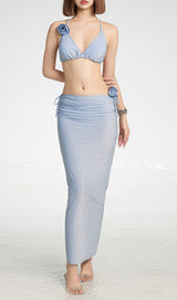 Dow Blue Flower Three-Piece Swimsuit