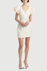 Butterfly Appliqué Mini dress in cream