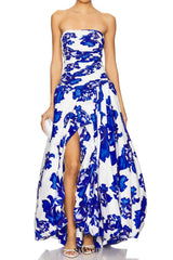 nancy Violette Bubble Hem Maxi Dress in cobalt
