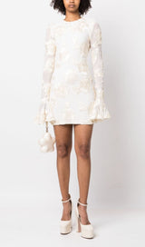 LONG SLEEVE 3D MESH TIGHT MINI DRESS