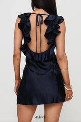 Butacup frill mini dress in navy