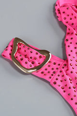 claire crystal Embellished Cutout Maxi Dress in rose red