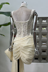 Bosede Bow Lace Corset Mini Dress