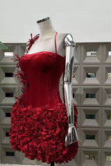 Corset Floral Two Piece Set Mini Dress In Red