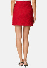 Plain jacket skirt set in red