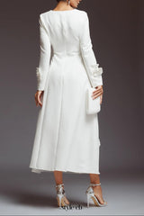 winifred 3d flower embellished long sleeve maxi dress in white