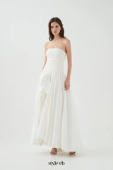 nancy Bubble Hem Maxi Dress in ivory