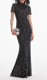 tiffany Crystal embellished Maxi Dress in black