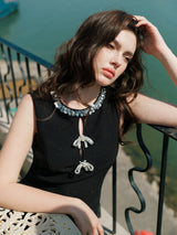 cecilia Hollow Bow mini Dress in black