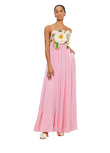 joann Appliqué Camellia Floral Maxi Dress in pink