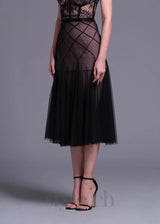 floral dentelle off-shoulder bustier corset net skirt set