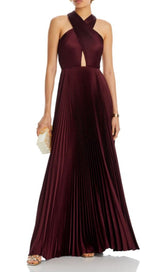 ATHENA PLEATED CUTOUT GOWN