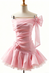 ellen off-shoulder Mesh Tulle Tutu mini dress in pink
