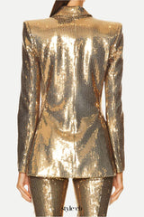 alexandra Fitted Sequin Blazer in gold